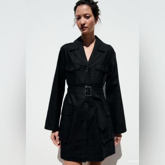 NEW WITH TAGS ZARA COLLECTION BELTED LINEN BLEND JACKET dress wrap dress - Picture 3 of 12